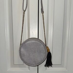 Gray Textured Crossbody Bag